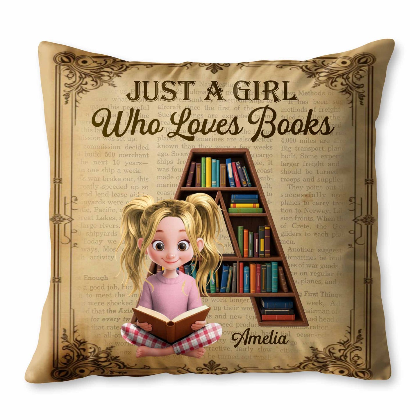 Just A Girl Who Loves Books, Girl And Bookshelf Design