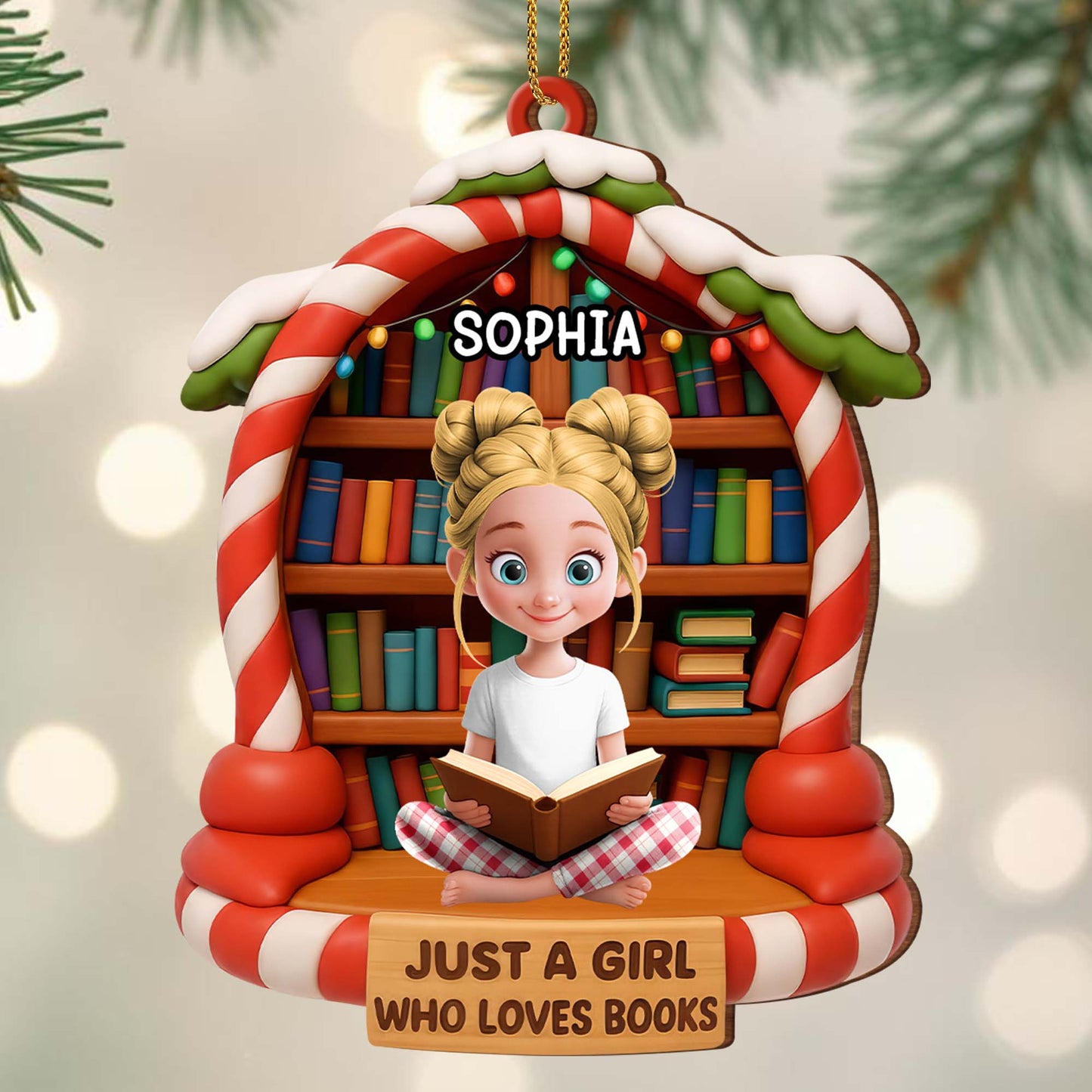 Just a Girl Who Loves Books, Personalized Ornament