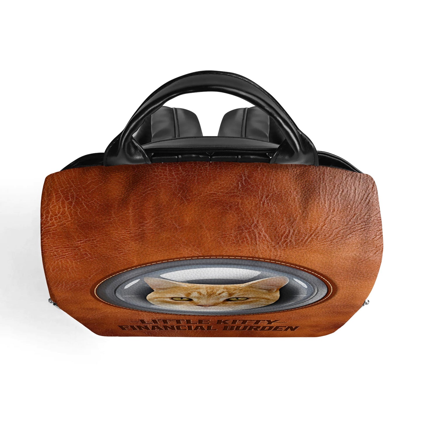 Image personnalisée – Petit Chaton. Fardeau financier – Sac à dos en cuir personnalisé – BP_CAT01