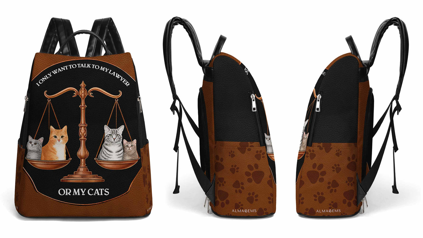 Mon avocat ou mes chats - Sac à dos en cuir personnalisé - BP_CAT02