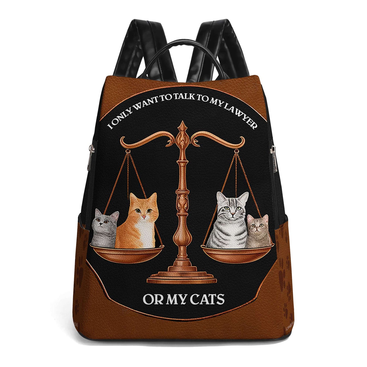 Mon avocat ou mes chats - Sac à dos en cuir personnalisé - BP_CAT02
