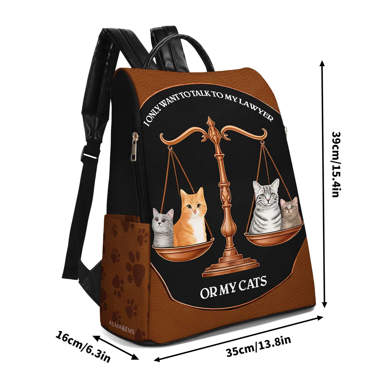 Mon avocat ou mes chats - Sac à dos en cuir personnalisé - BP_CAT02
