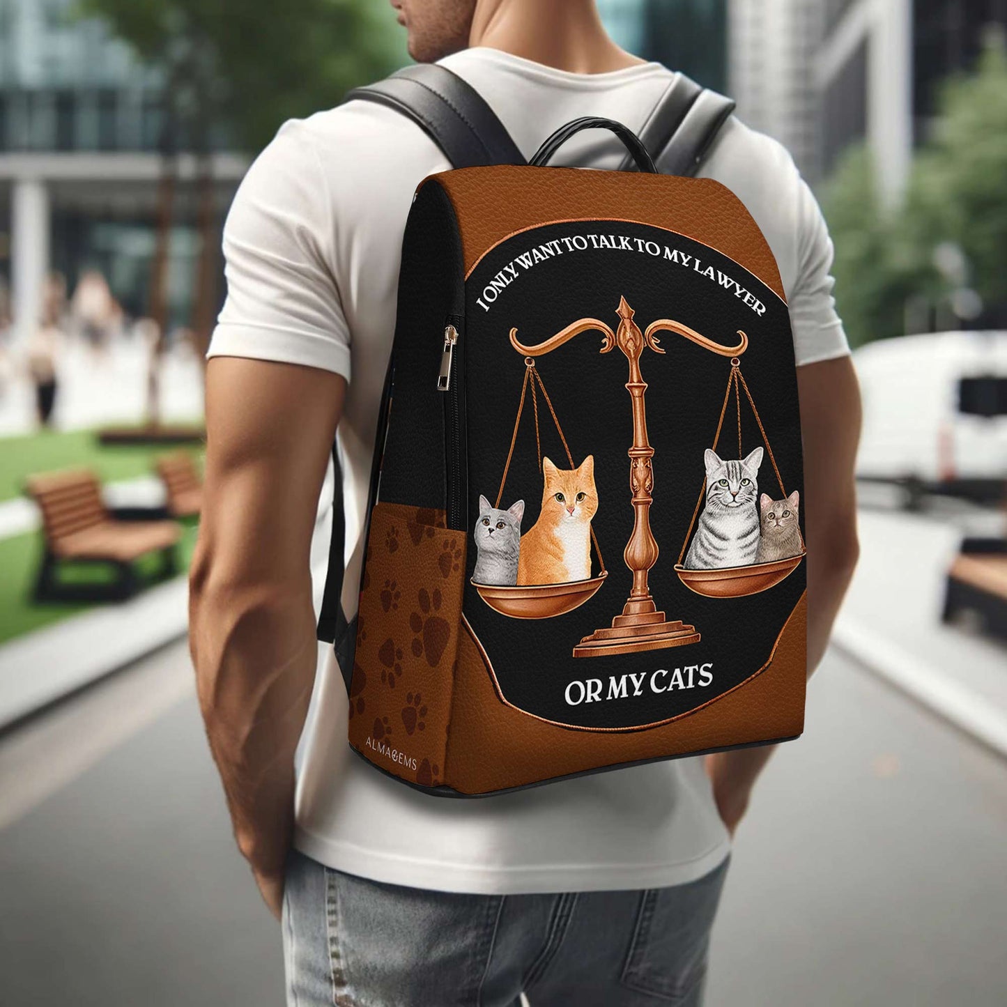 Mon avocat ou mes chats - Sac à dos en cuir personnalisé - BP_CAT02