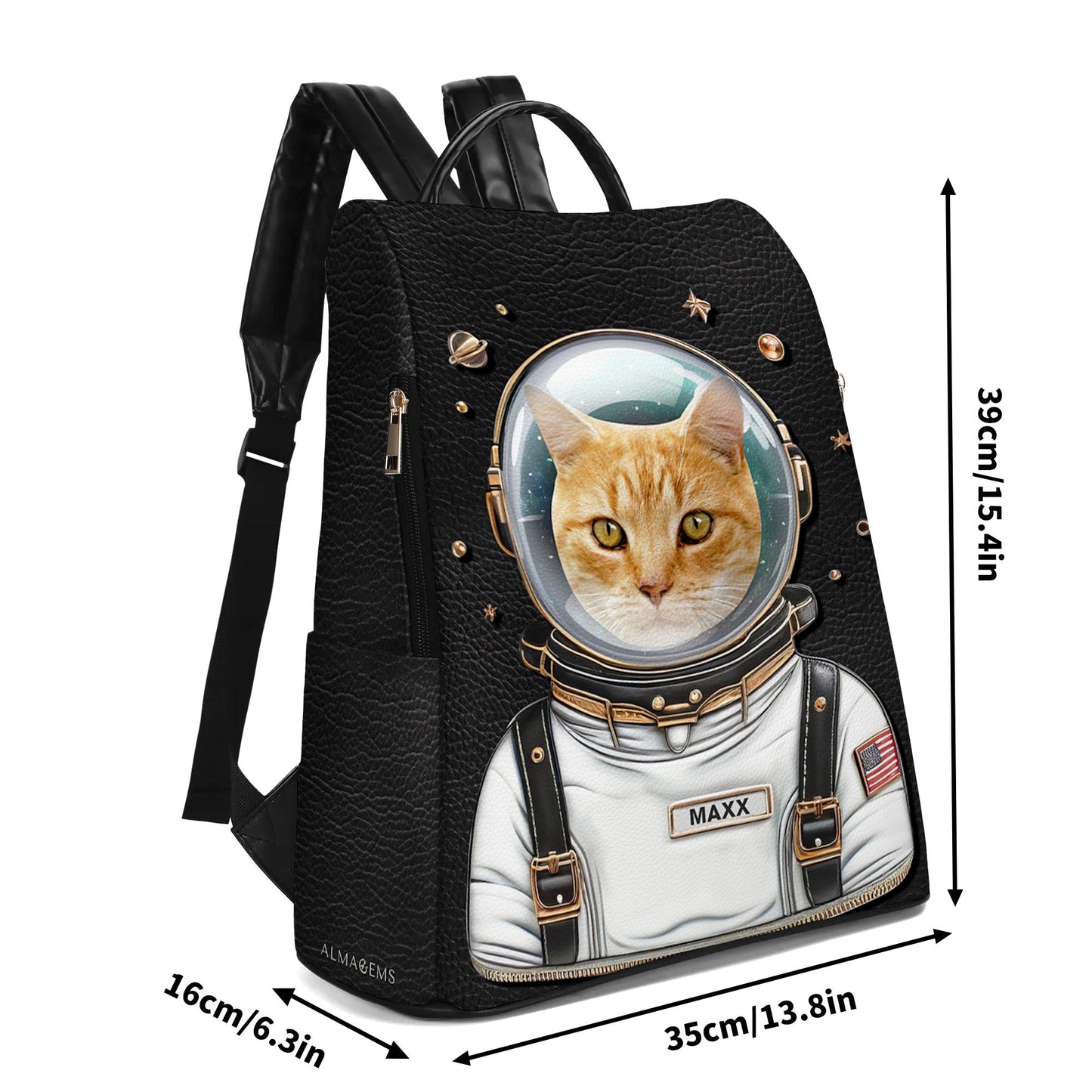 Imagen personalizada, El astronauta - Mochila de cuero personalizada - BP_CAT06