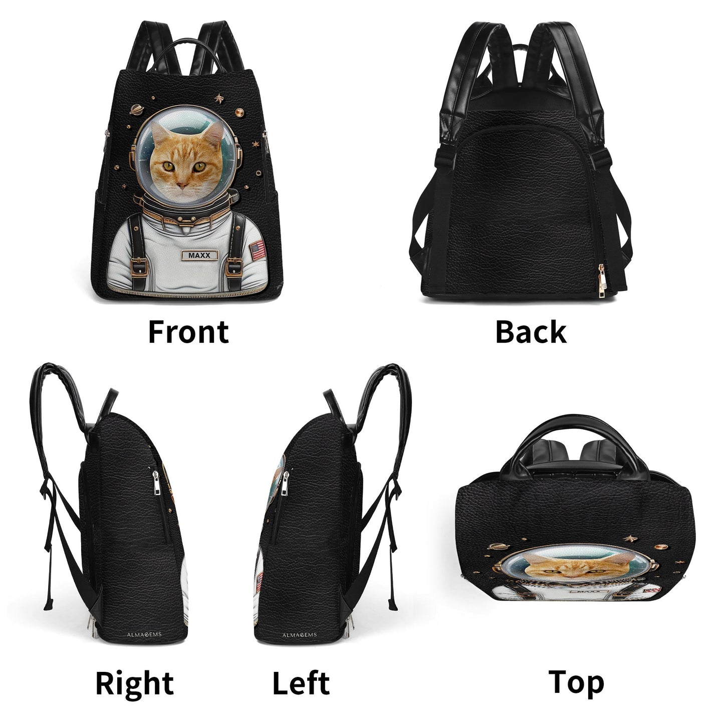 Imagen personalizada, El astronauta - Mochila de cuero personalizada - BP_CAT06