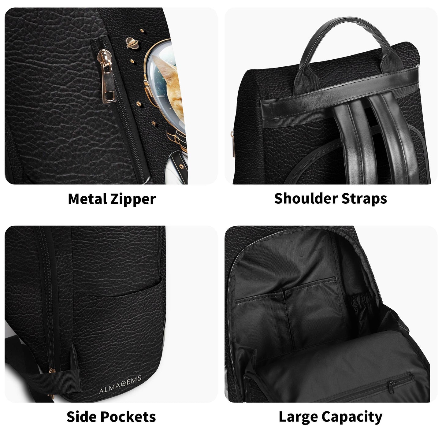 Imagen personalizada, El astronauta - Mochila de cuero personalizada - BP_CAT06