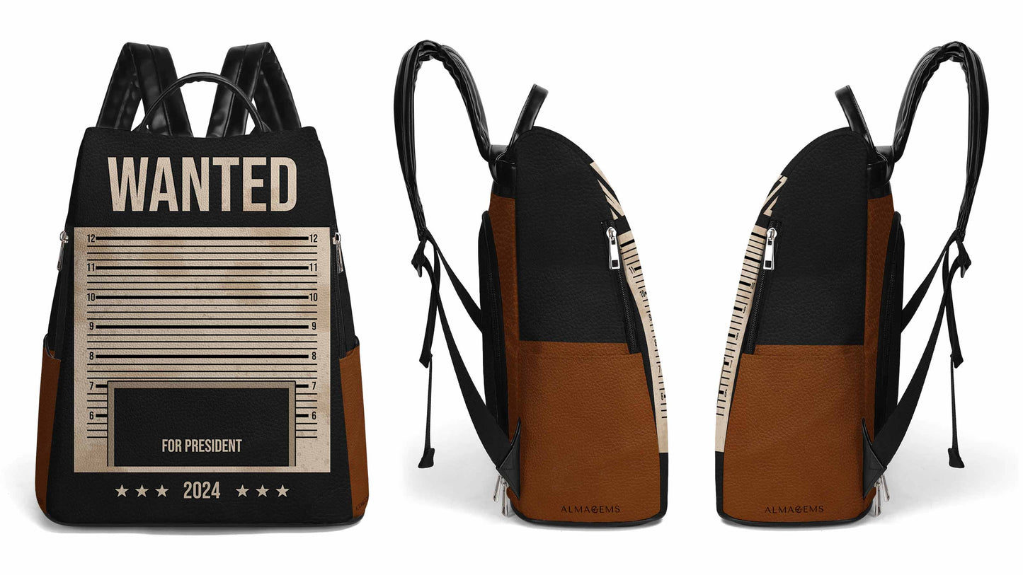 Wanted For President - Personalized Custom Leather BackPack - BP_CAT07