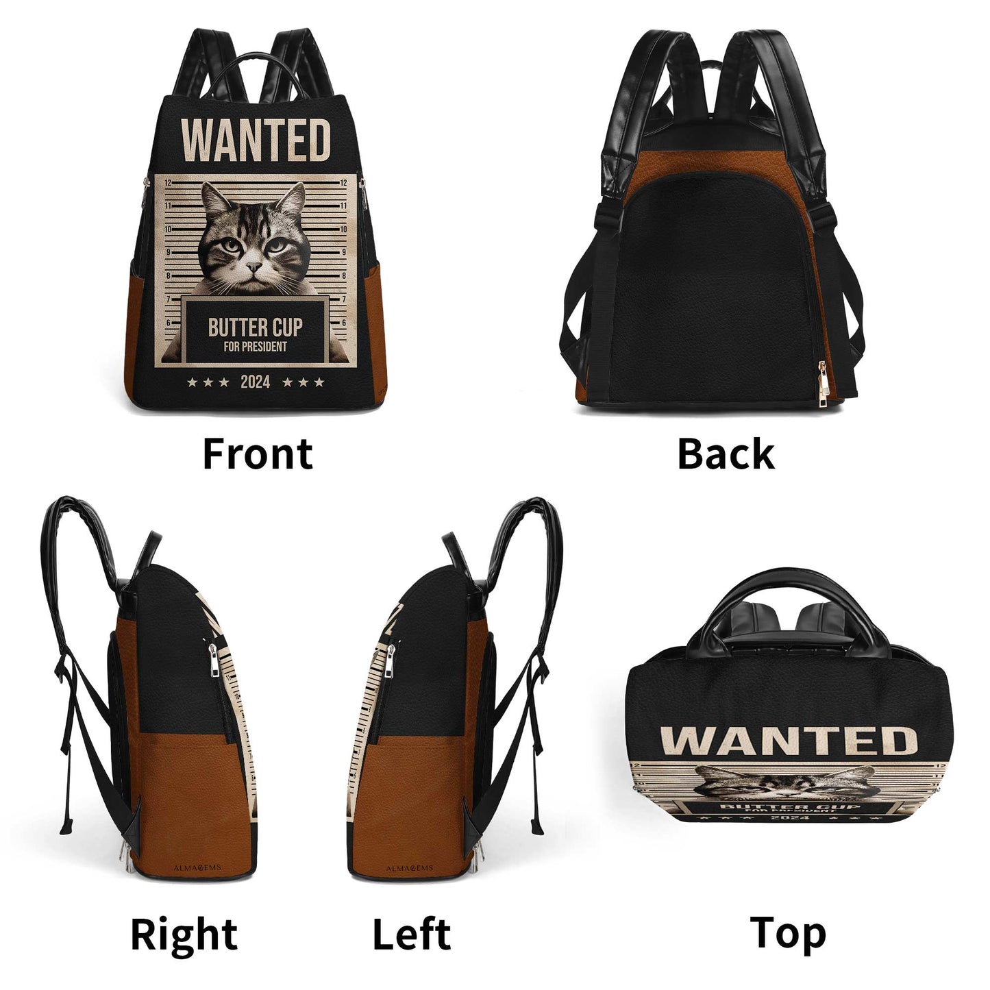 Wanted For President - Personalized Custom Leather BackPack - BP_CAT07