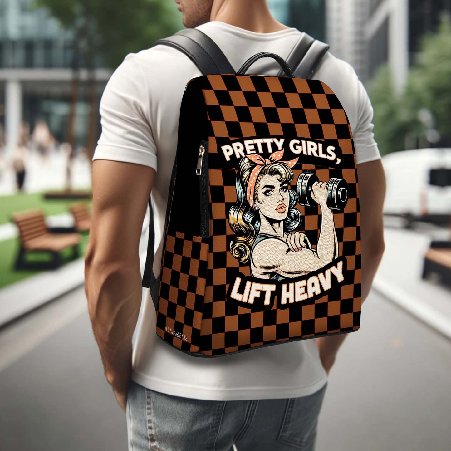 Pretty Girls Lift Heavy - Personalized Custom Leather BackPack - BP_FN05