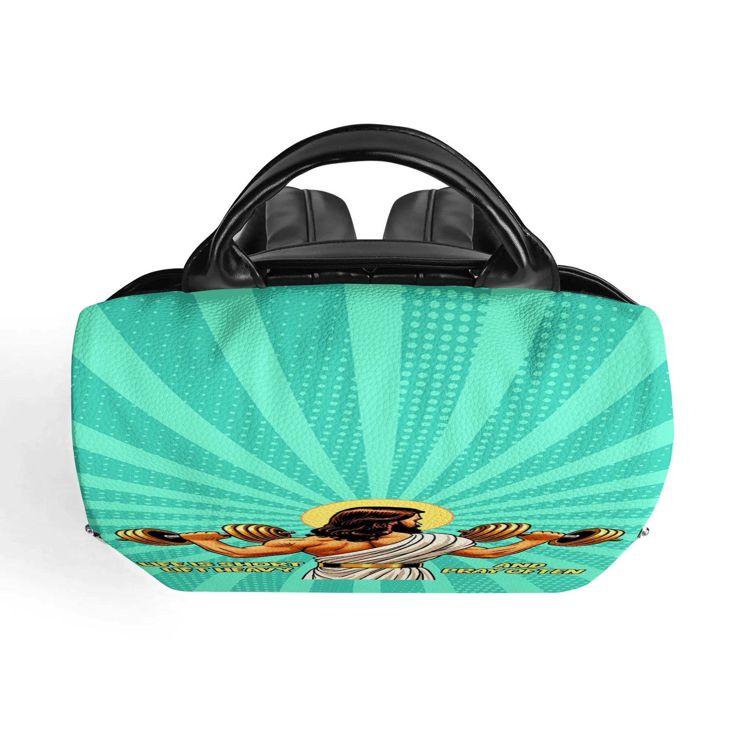 La vie est courte, soulevez des charges lourdes et priez souvent ! Sac à dos en cuir personnalisé - BP_FN07