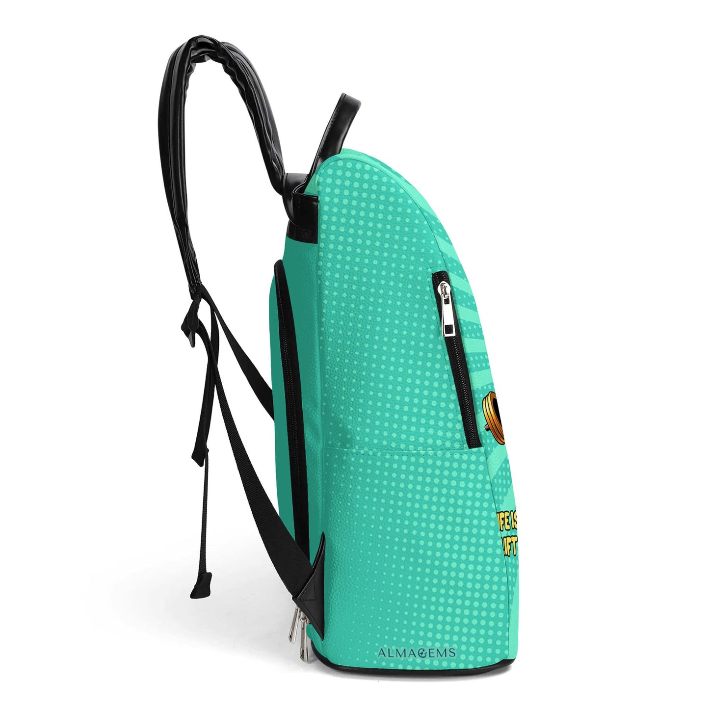 La vie est courte, soulevez des charges lourdes et priez souvent ! Sac à dos en cuir personnalisé - BP_FN07