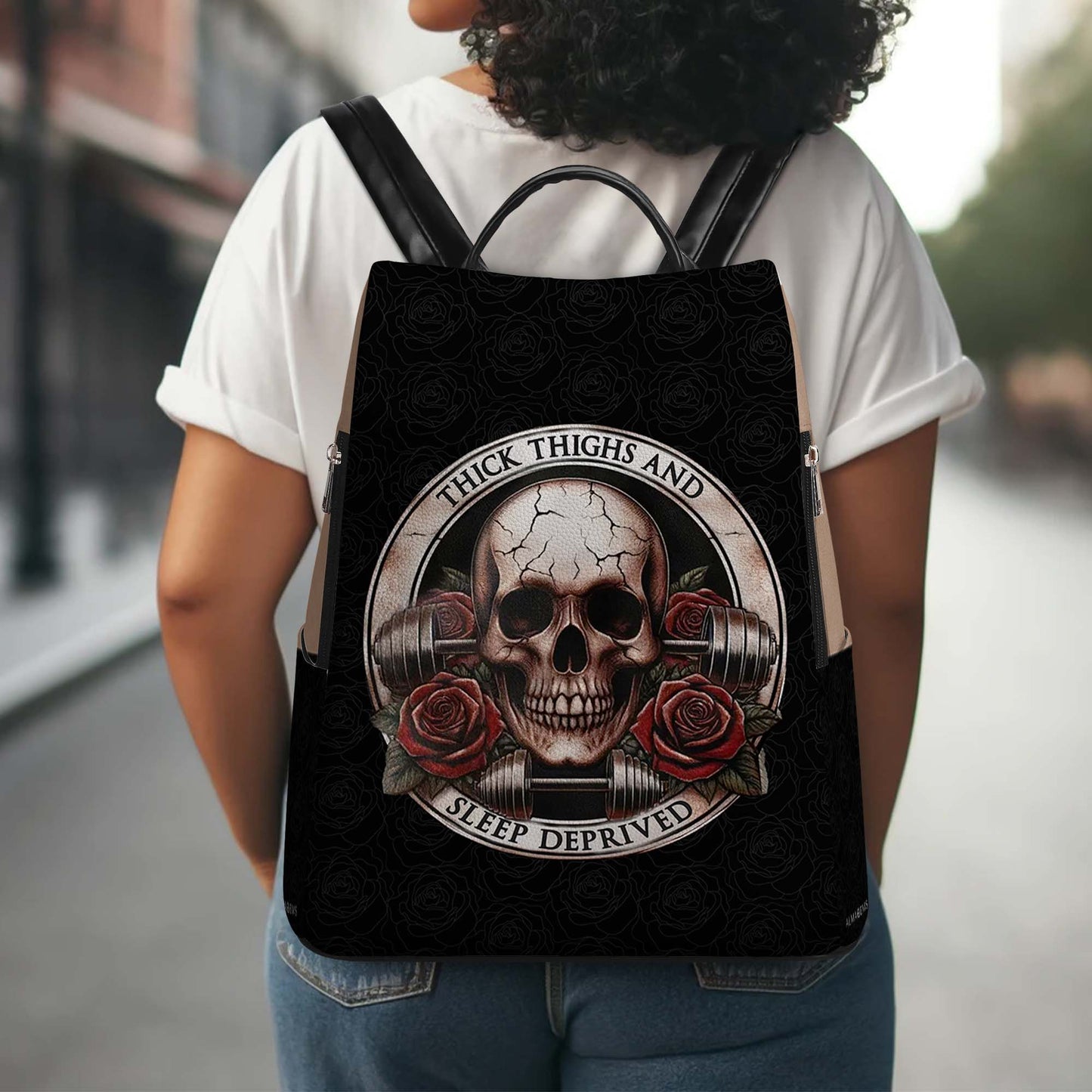 Thick Thighs And Sleep Deprived - Personalized Custom Leather BackPack - BP_FN11