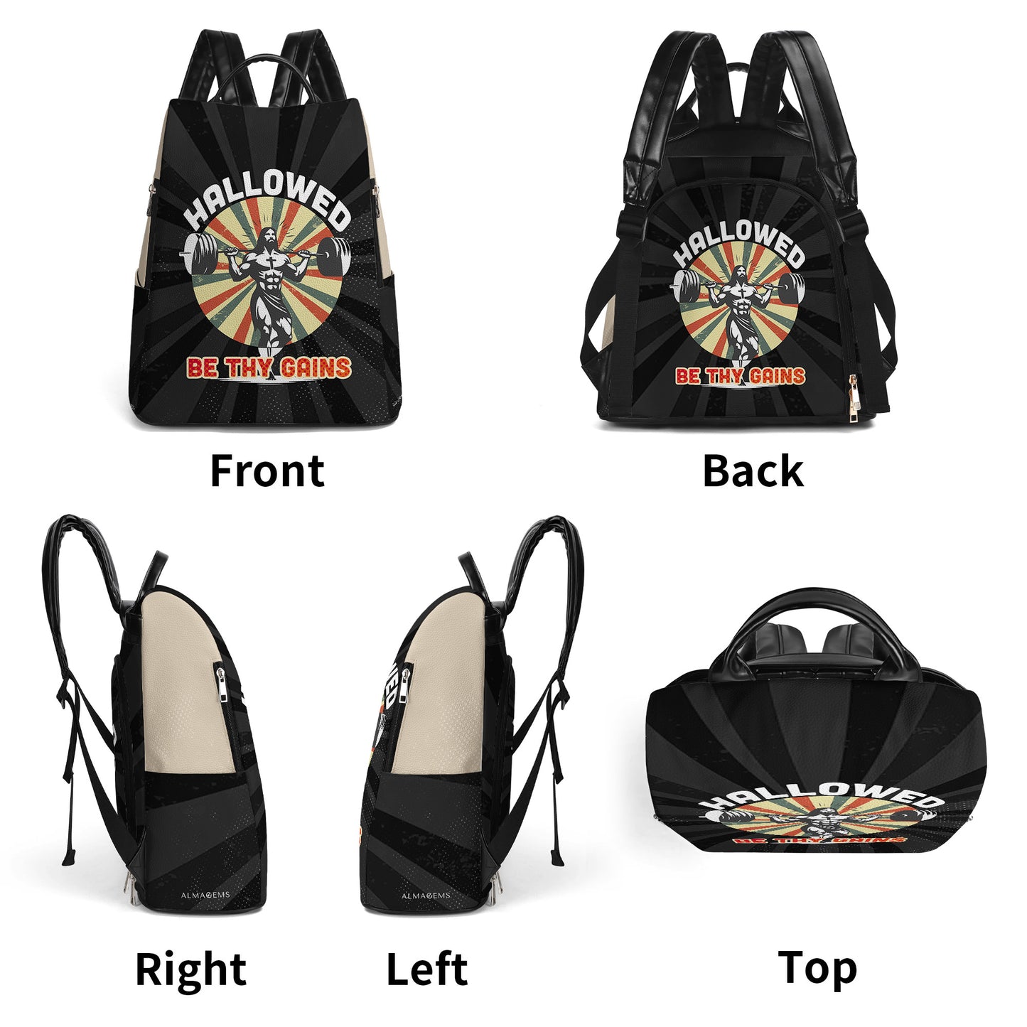 Hallowed Be Thy Gains - Personalized Custom Leather BackPack - BP_FN13