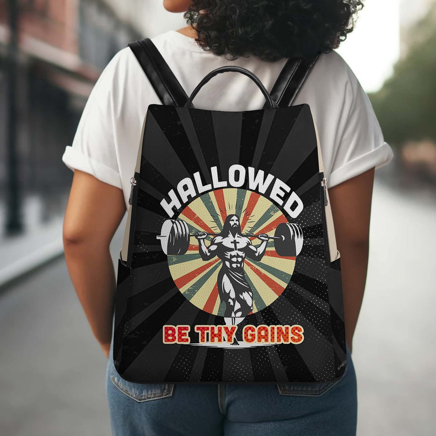 Hallowed Be Thy Gains - Personalized Custom Leather BackPack - BP_FN13