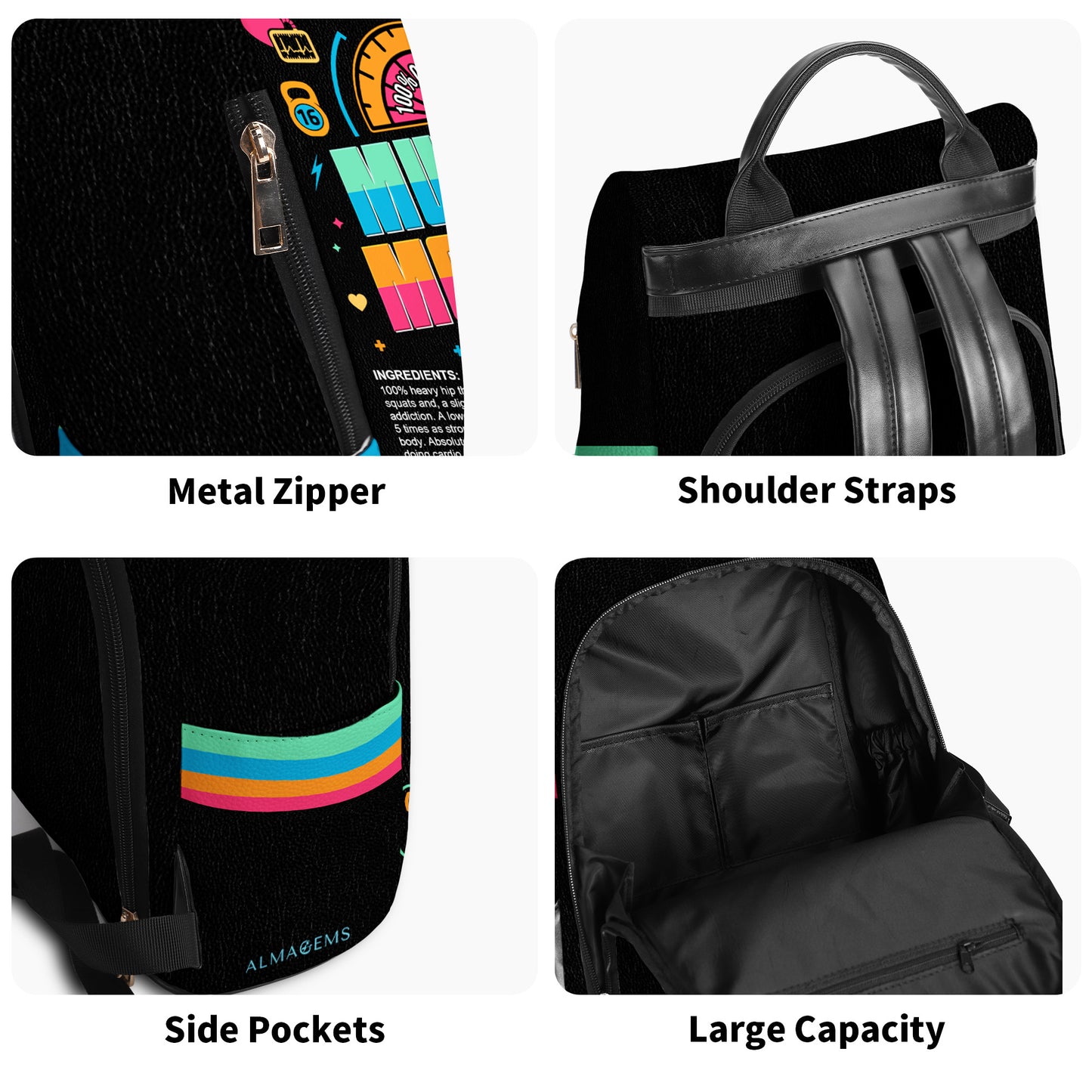 Muscle Mommy - Personalized Custom Leather BackPack - BP_FN18
