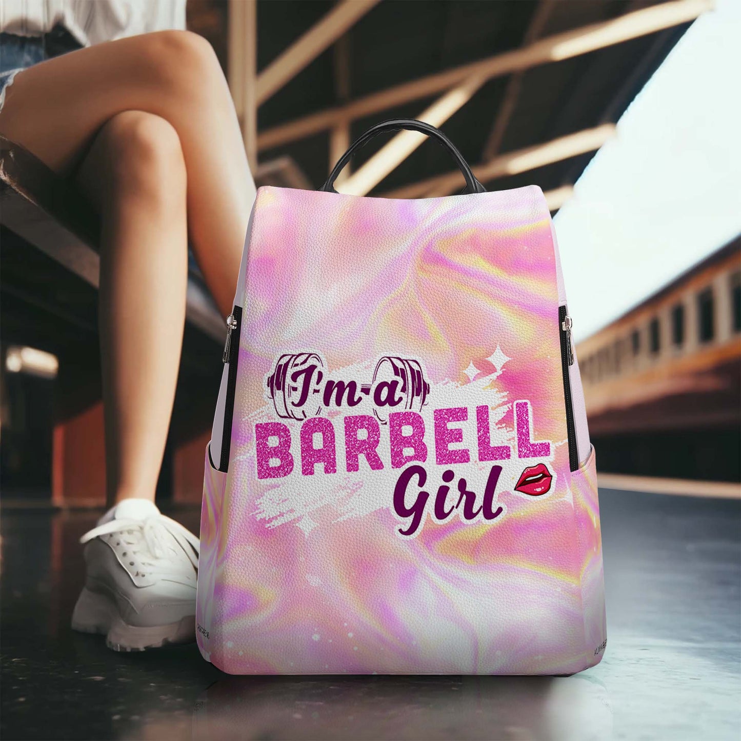 I'm A Barbell Girl - Personalized Custom Leather BackPack - BP_FN20