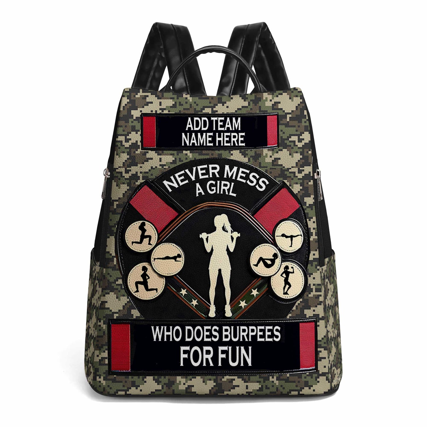 Never Mess A Girl Who Does Burpees For Fun - Personalized Custom Leather BackPack - BP_FN26