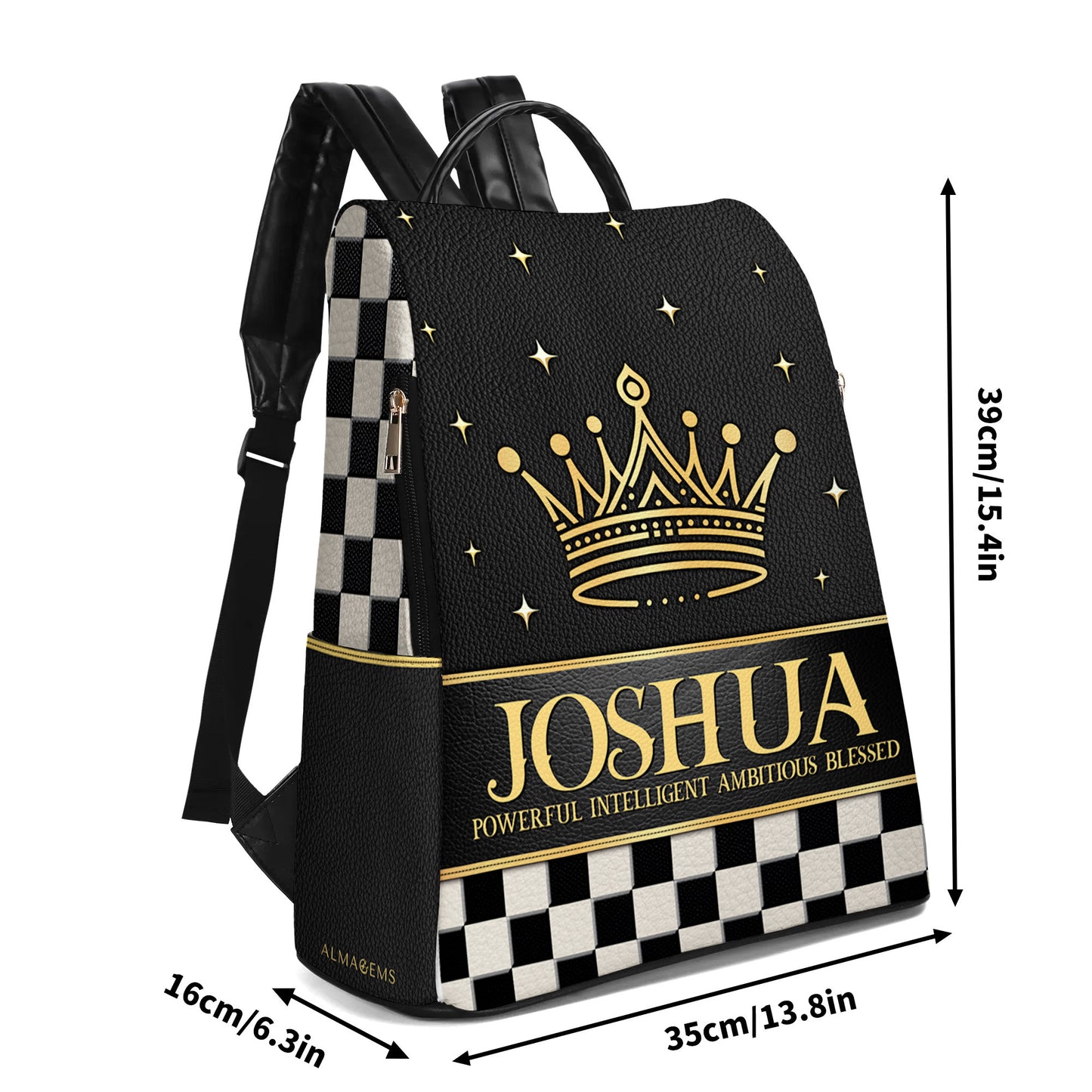Mochila de cuero personalizada con diseño de cuadros escoceses - BP_K01