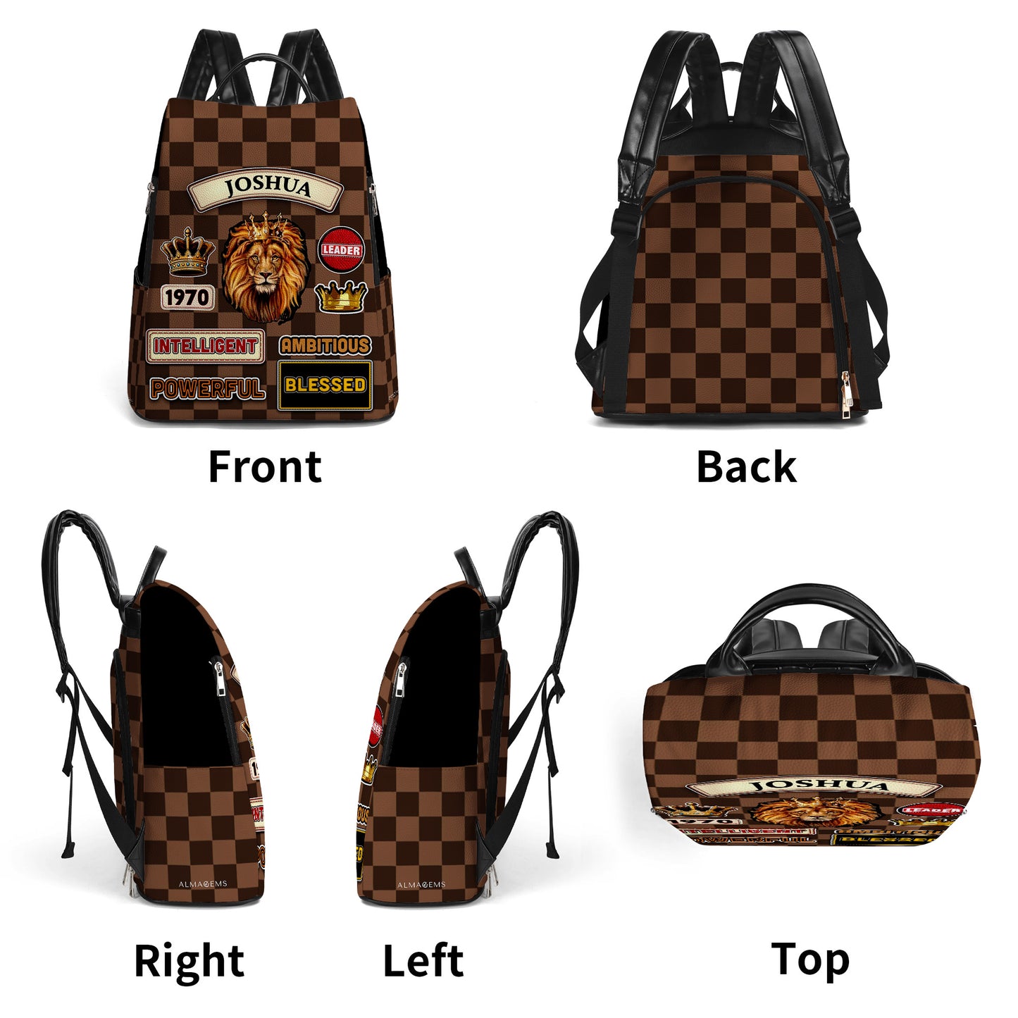 Powerful Leader Intelligent Ambitious Blessed - Personalized Custom Leather BackPack - BP_K06