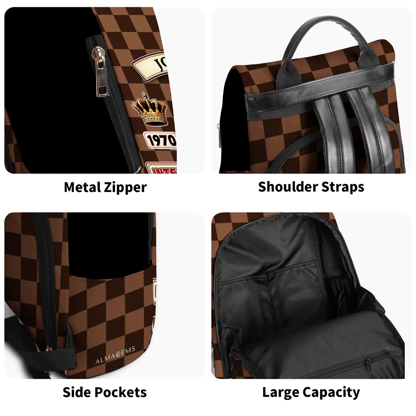Powerful Leader Intelligent Ambitious Blessed - Personalized Custom Leather BackPack - BP_K06