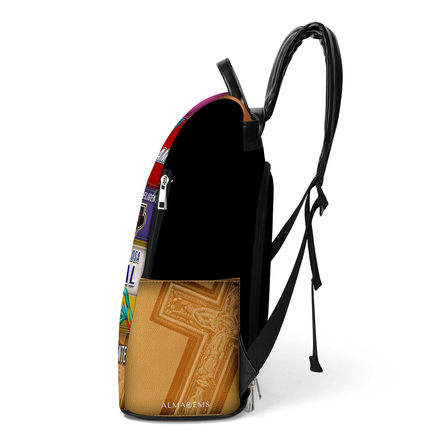 Paciente. Amable. Creativo - Personalized Custom Leather BackPack - BP_MX05