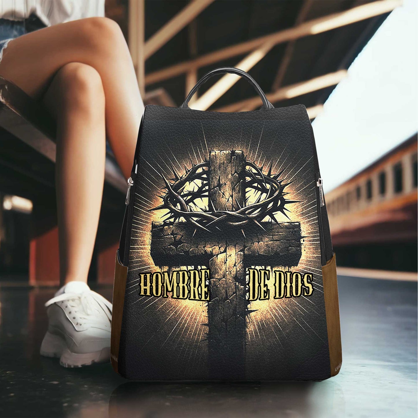 Hombre De Dios - Personalized Custom Leather BackPack - BP_MX06