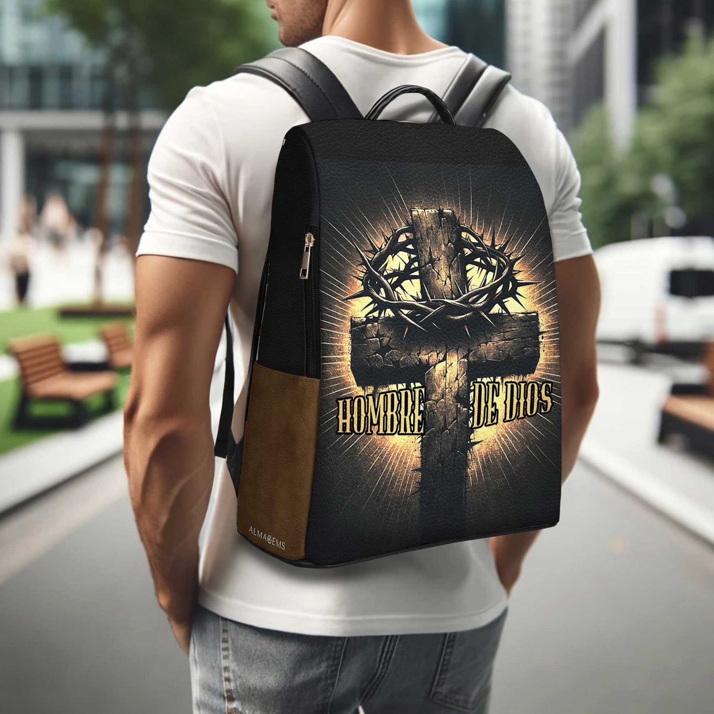 Hombre De Dios - Personalized Custom Leather BackPack - BP_MX06