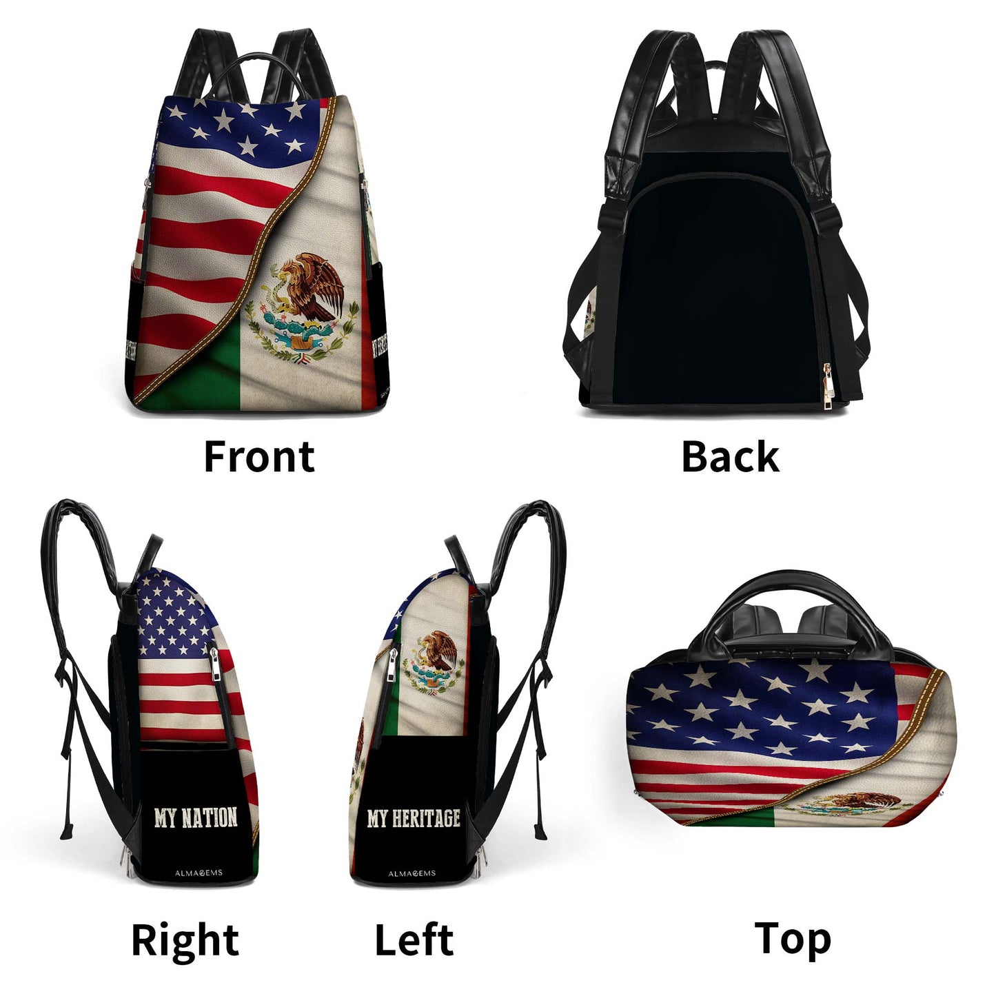 Ma Nation. Mon Héritage - Sac à dos en cuir personnalisé - BP_MX07