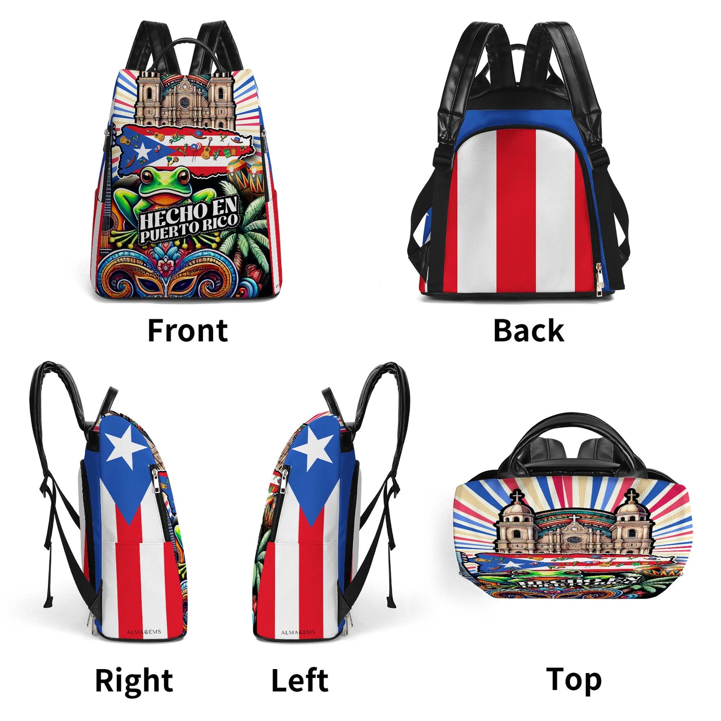 Hecho En Puerto Rico - Mochila de cuero personalizada - BP_MX14