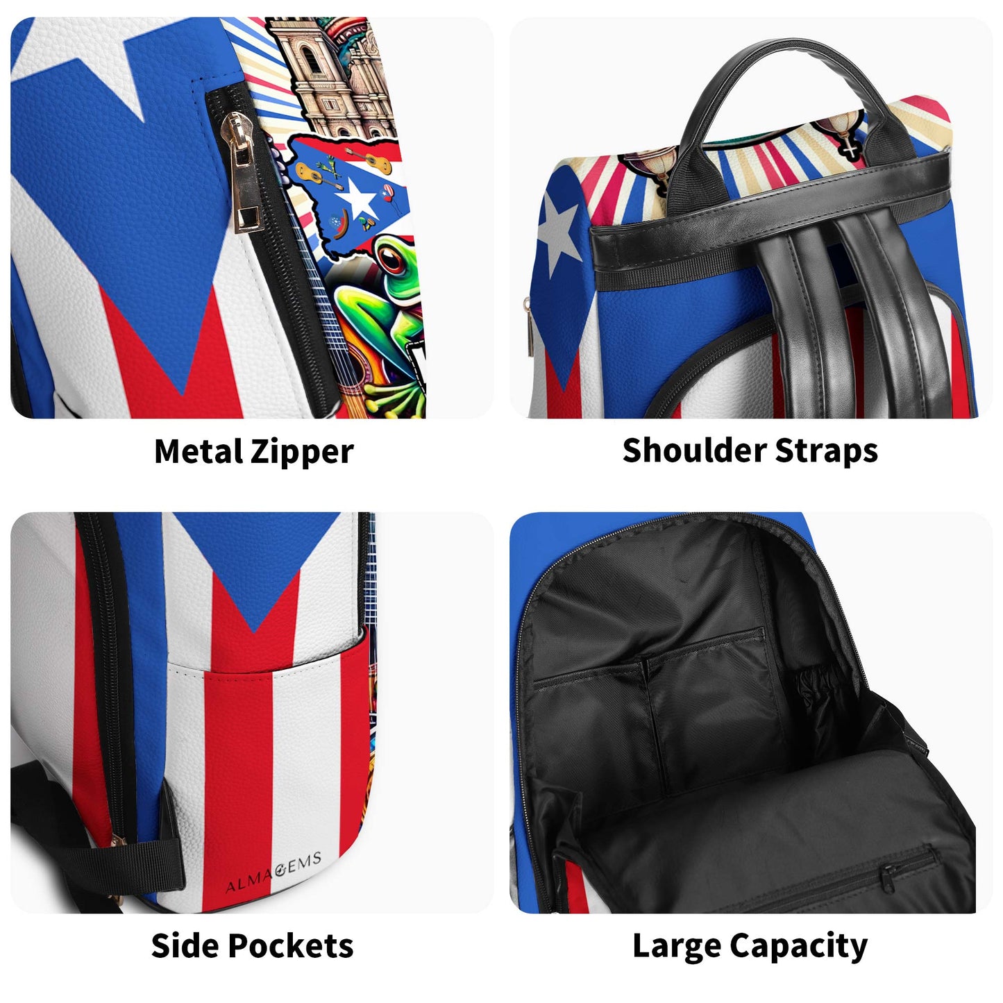 Hecho En Puerto Rico - Mochila de cuero personalizada - BP_MX14