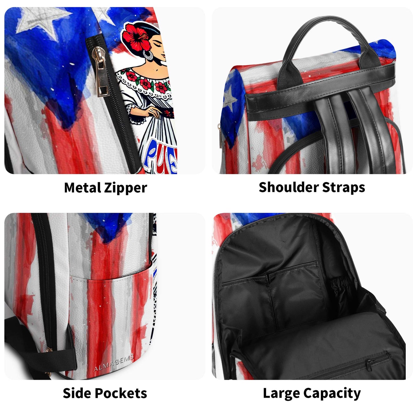 Puertorriqueña - Sac à dos en cuir personnalisé - BP_MX18