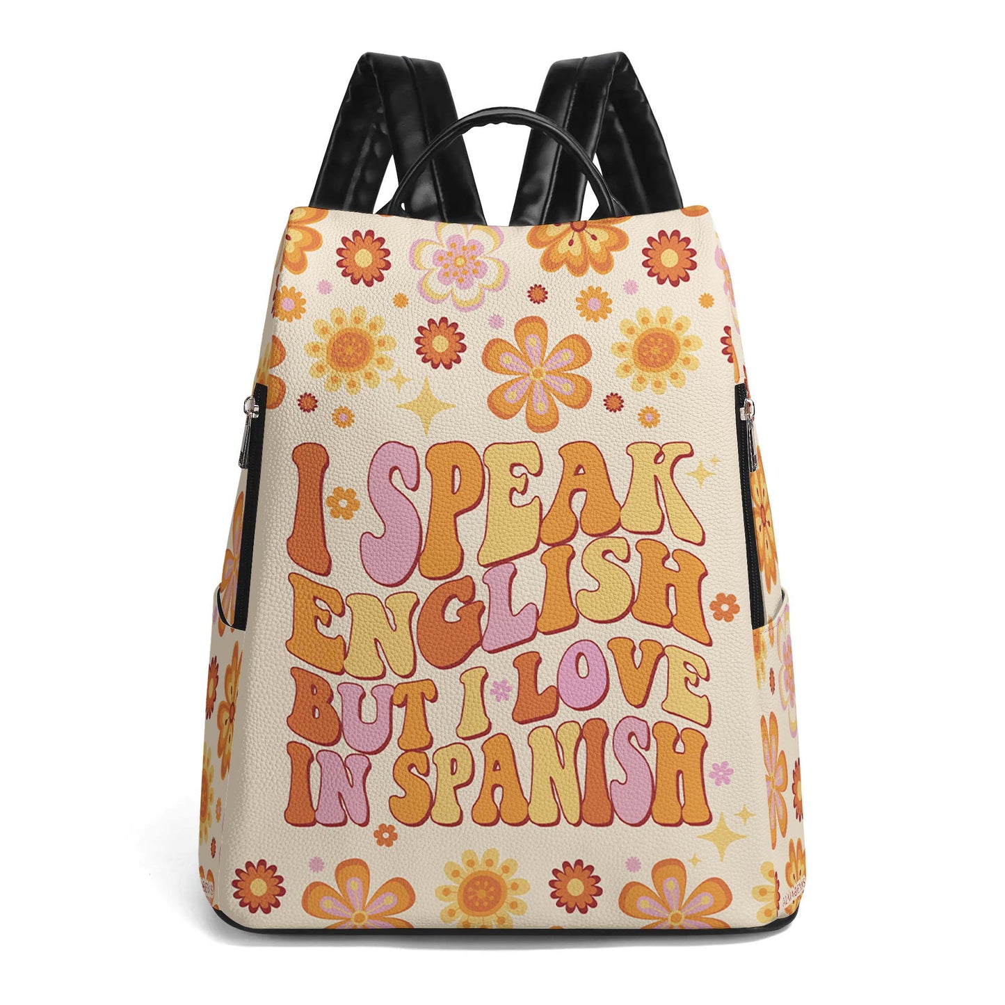 I Speak English, But I Love In Spanish - Personalized Custom Leather BackPack - BP_MX23