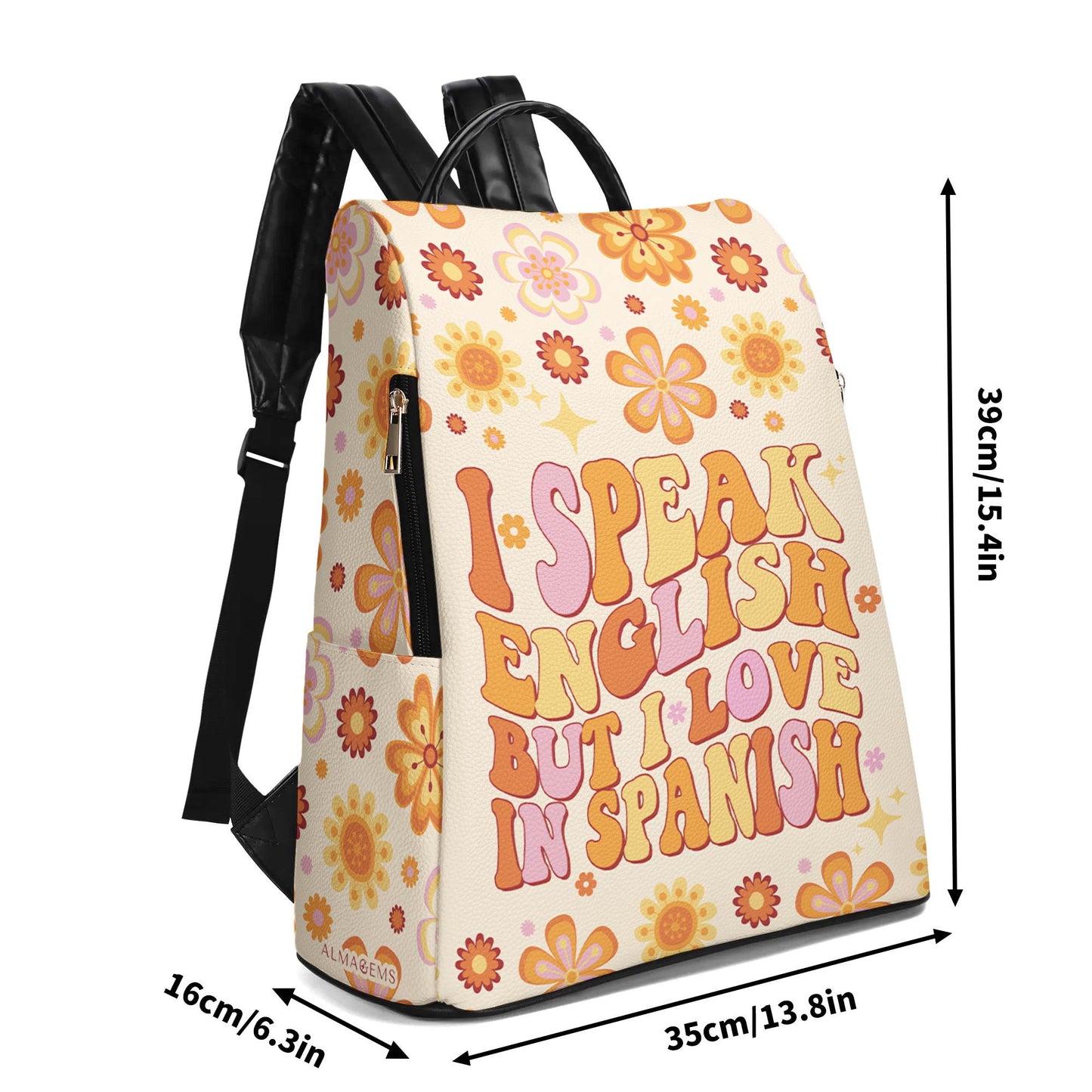 I Speak English, But I Love In Spanish - Personalized Custom Leather BackPack - BP_MX23