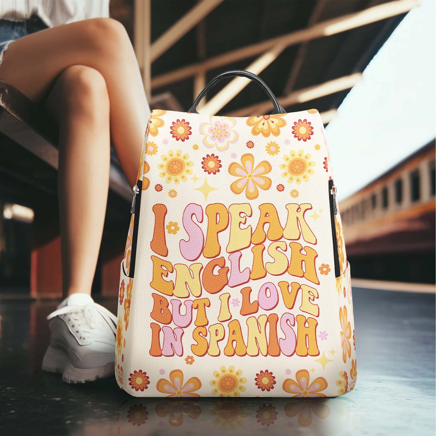 I Speak English, But I Love In Spanish - Personalized Custom Leather BackPack - BP_MX23