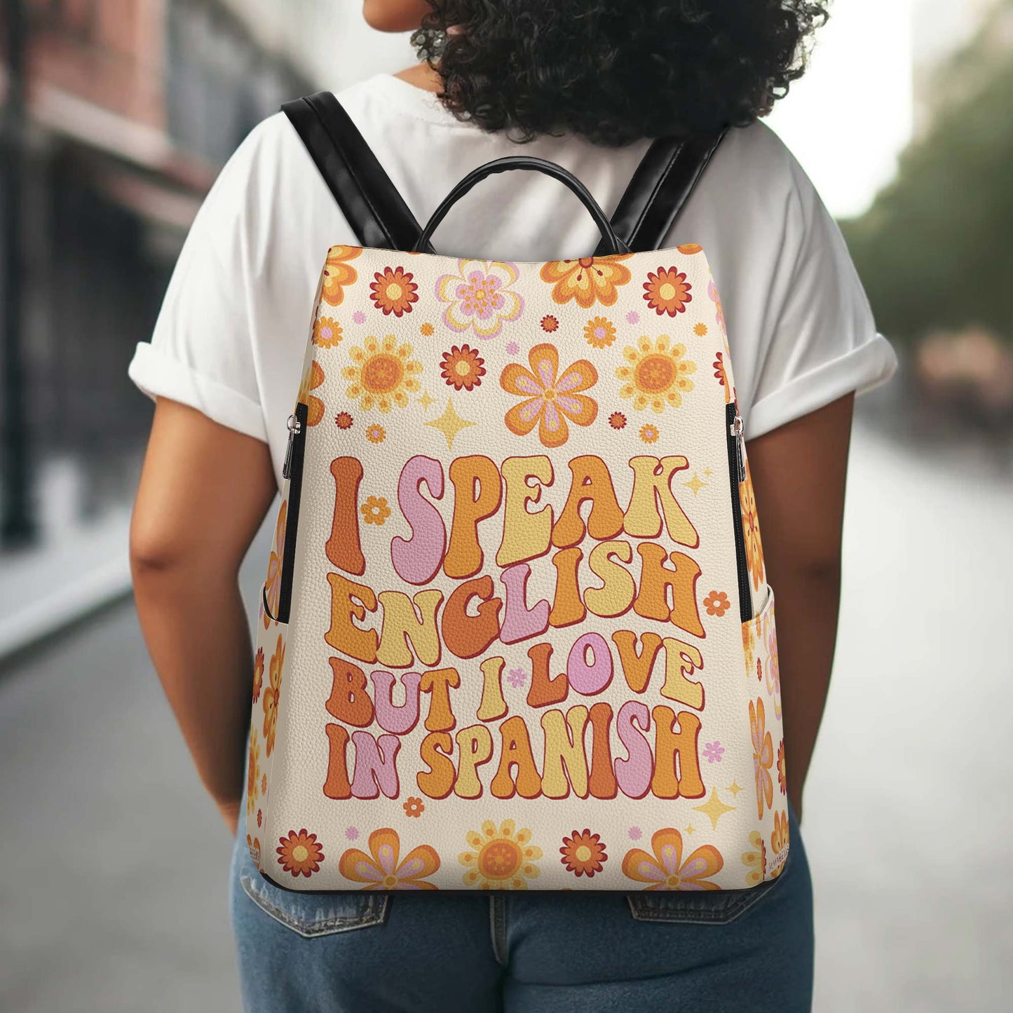 I Speak English, But I Love In Spanish - Personalized Custom Leather BackPack - BP_MX23