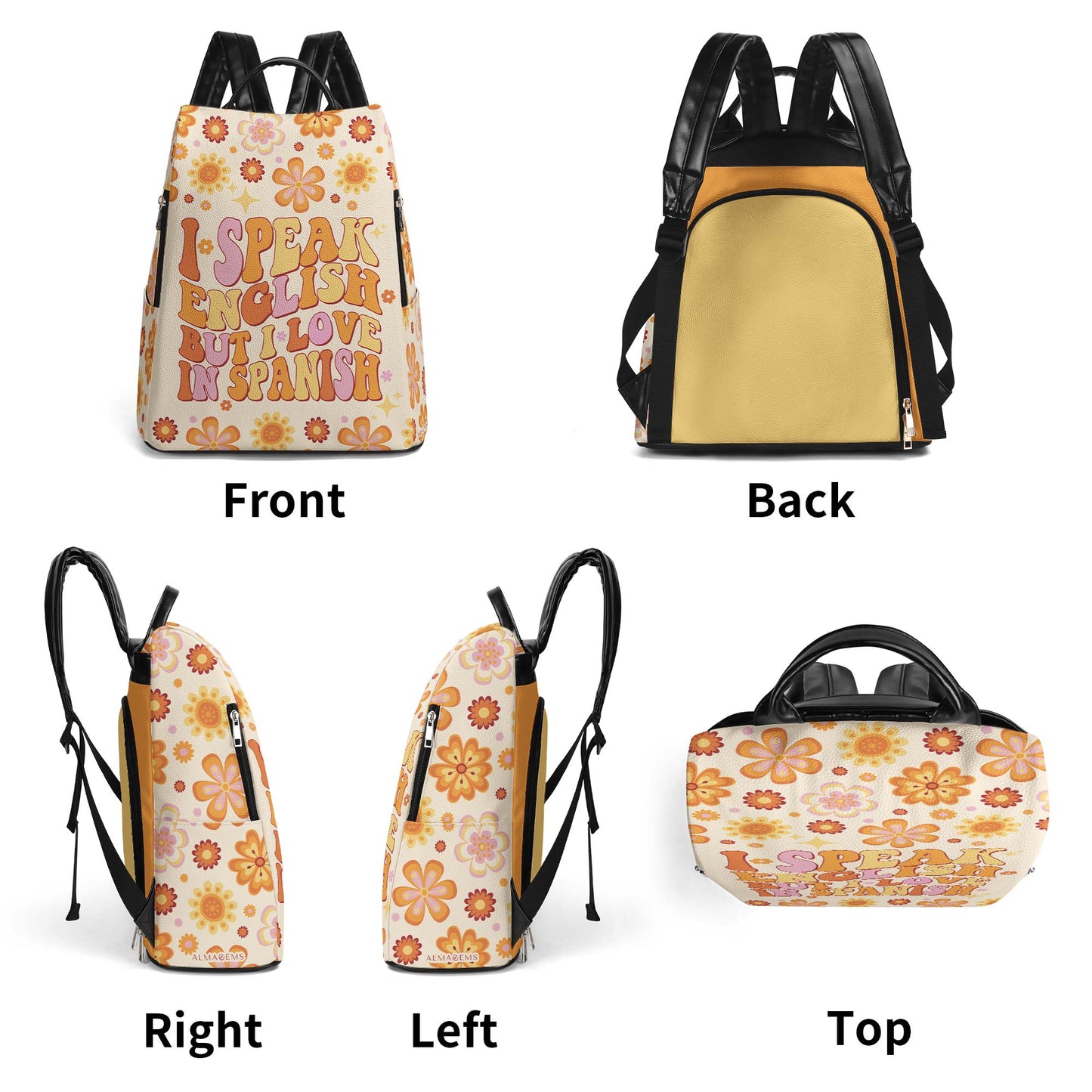 I Speak English, But I Love In Spanish - Personalized Custom Leather BackPack - BP_MX23