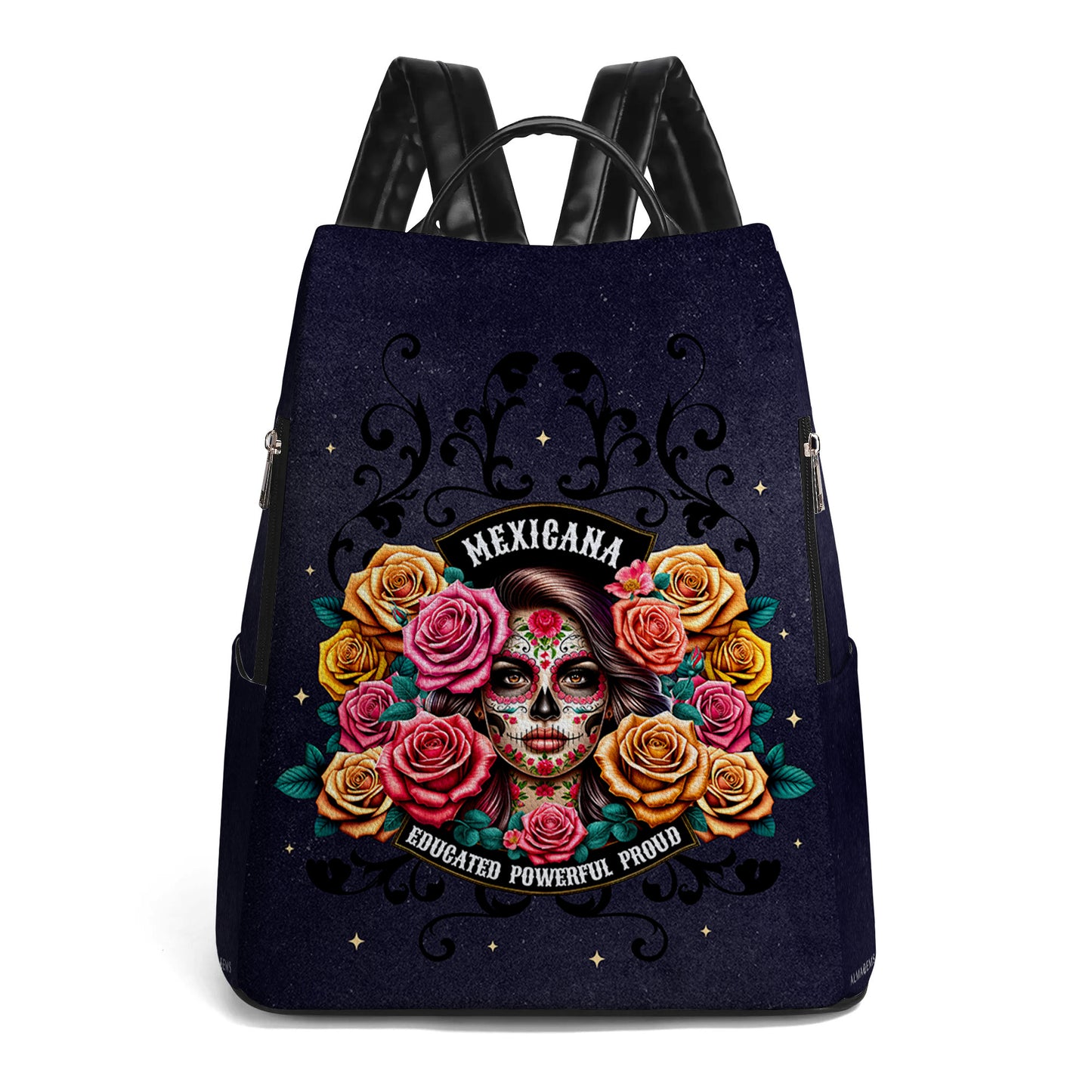 La niña y las rosas - Mochila de cuero personalizada - BP_MX28