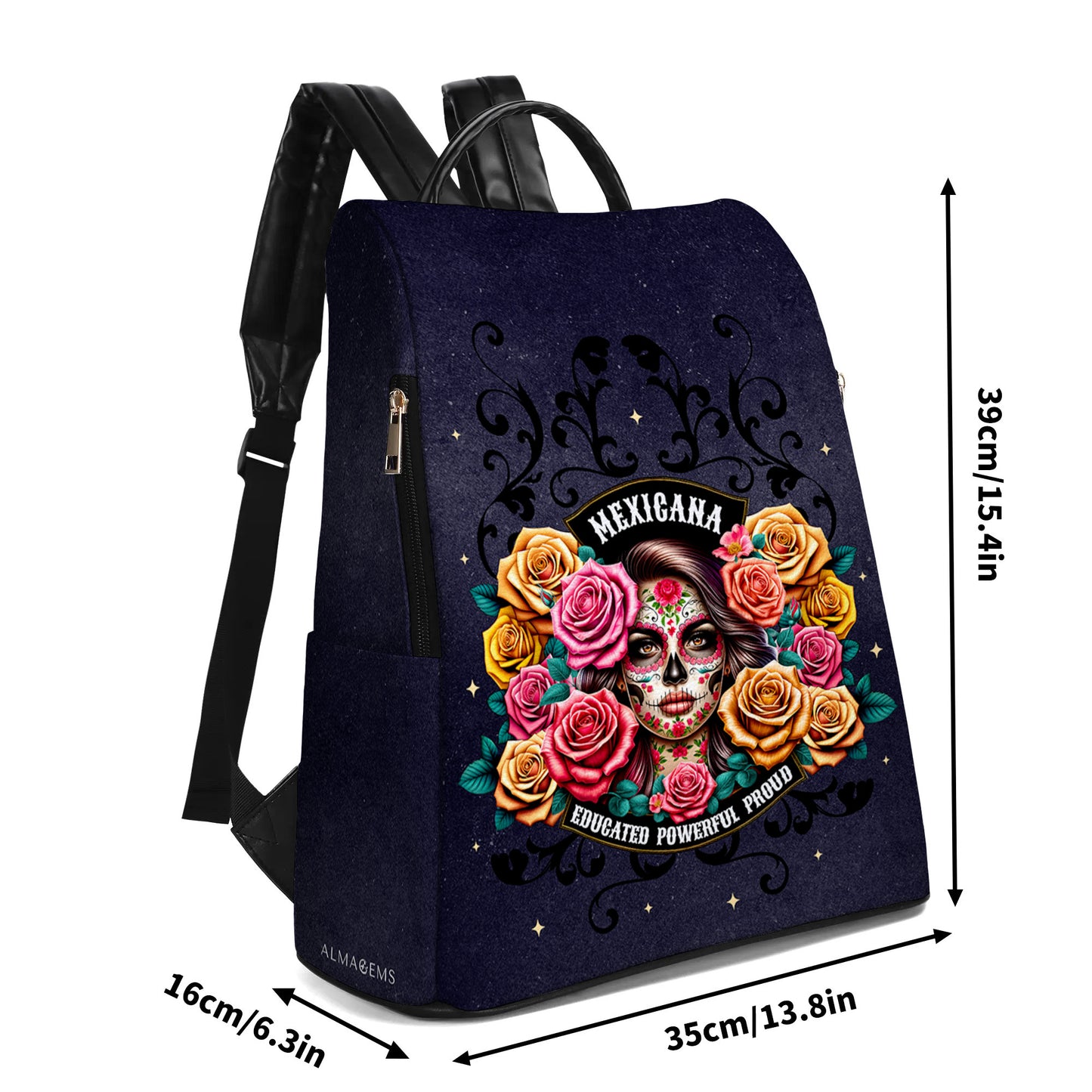 La niña y las rosas - Mochila de cuero personalizada - BP_MX28