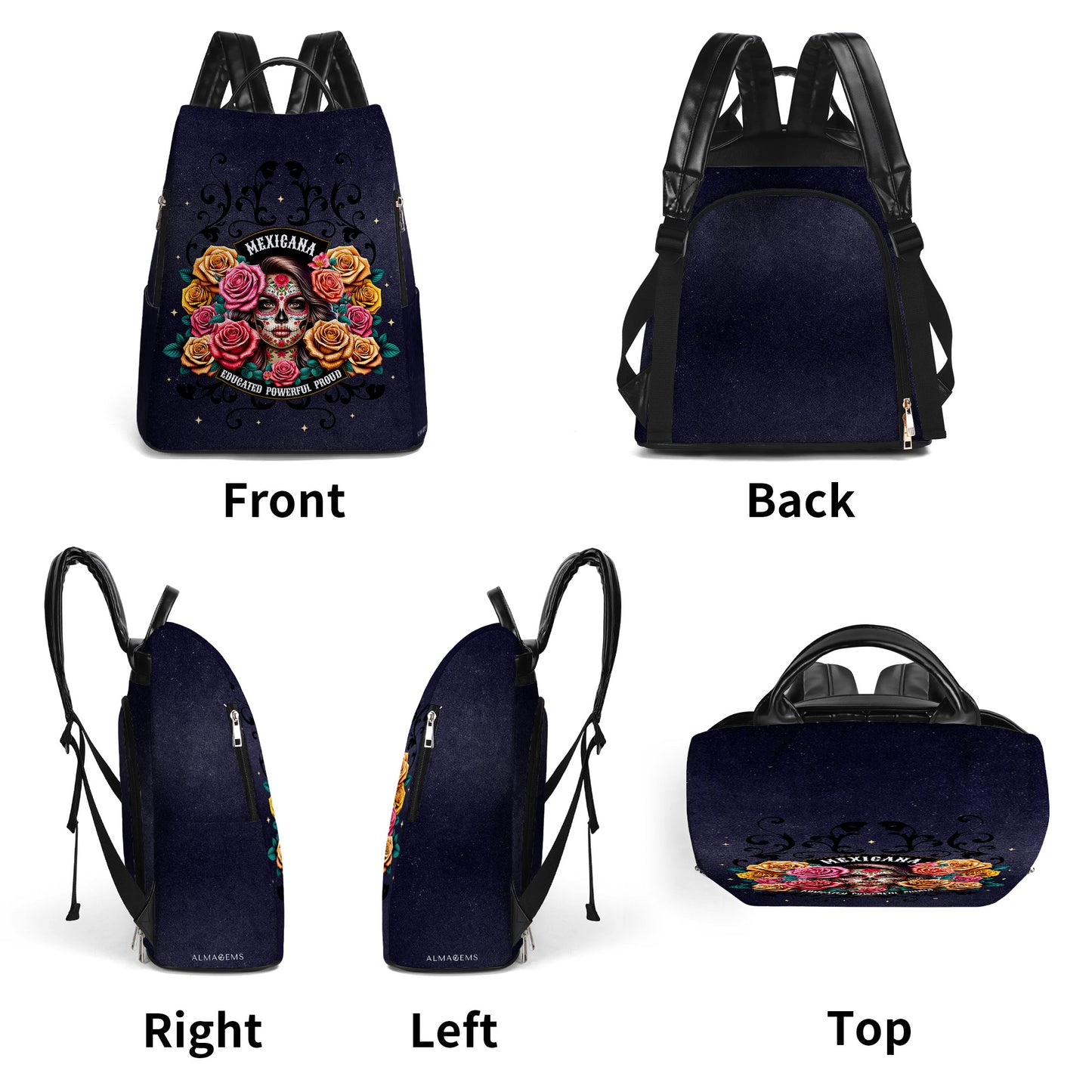 La niña y las rosas - Mochila de cuero personalizada - BP_MX28