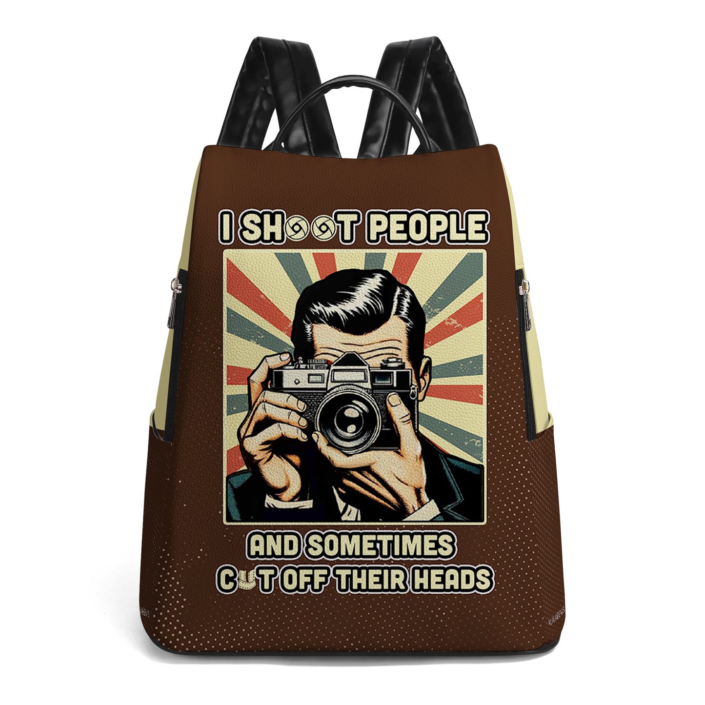 Je fais chier les gens et parfois je leur fais sauter la tête - Sac à dos en cuir personnalisé - BP_PT01