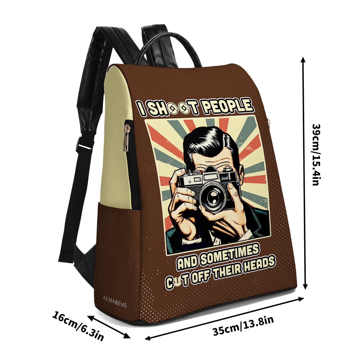 Je fais chier les gens et parfois je leur fais sauter la tête - Sac à dos en cuir personnalisé - BP_PT01