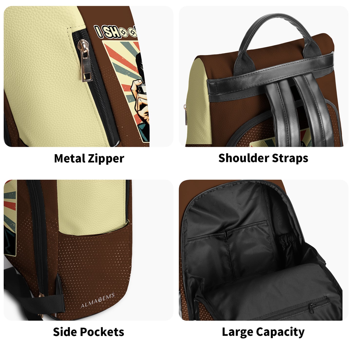 Je fais chier les gens et parfois je leur fais sauter la tête - Sac à dos en cuir personnalisé - BP_PT01