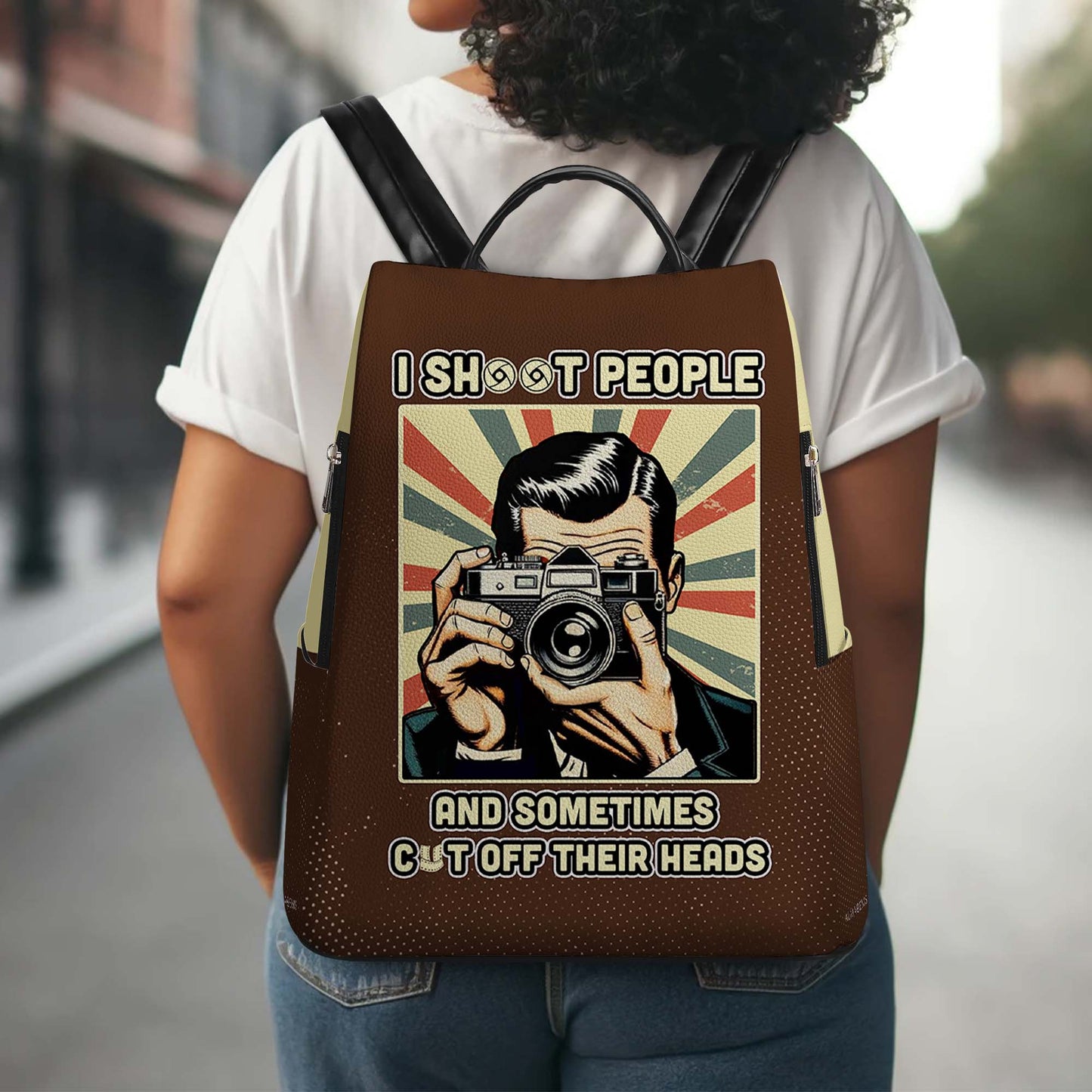 Je fais chier les gens et parfois je leur fais sauter la tête - Sac à dos en cuir personnalisé - BP_PT01