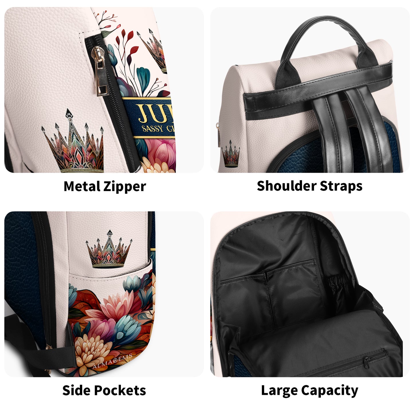 Crown - Personalized Custom Leather BackPack - BP_Q02