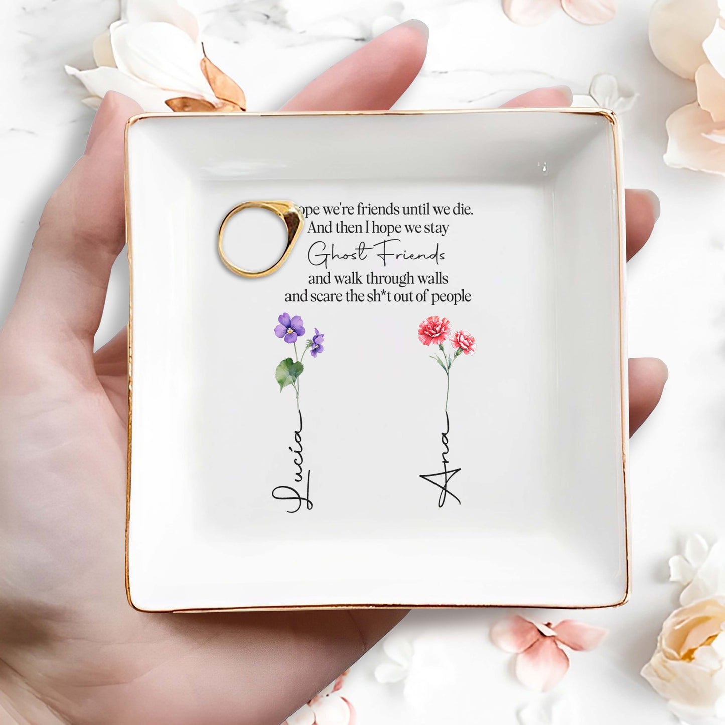 Porte-bijoux personnalisé « J'espère que nous resterons amis fantômes pour toujours » – BST020_SCRD