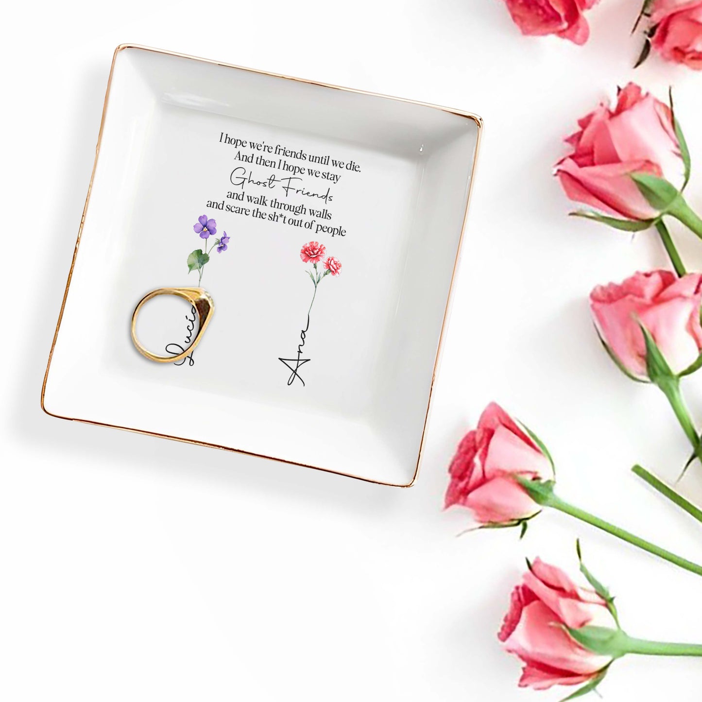 Porte-bijoux personnalisé « J'espère que nous resterons amis fantômes pour toujours » – BST020_SCRD