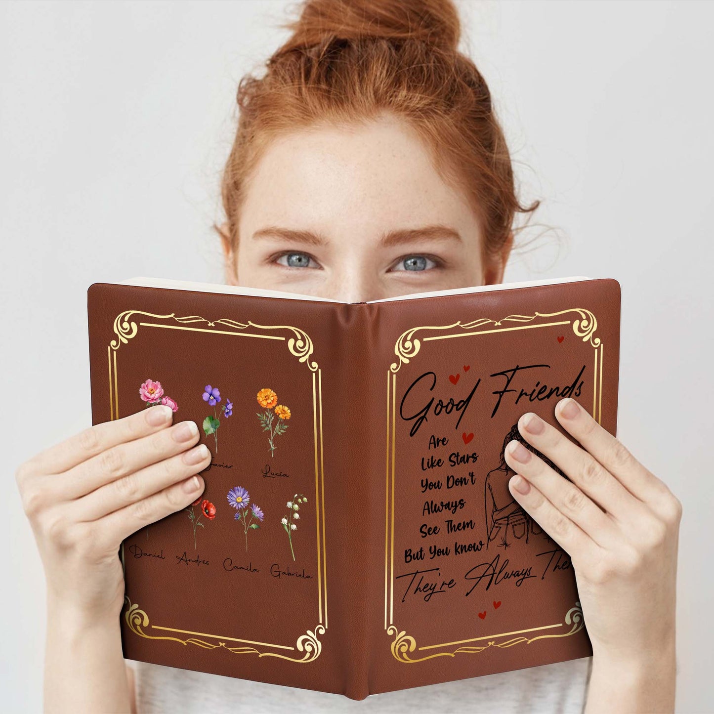 Les bons amis sont comme des étoiles - Citation inspirante - Journal en cuir personnalisé - BST024_JRNL