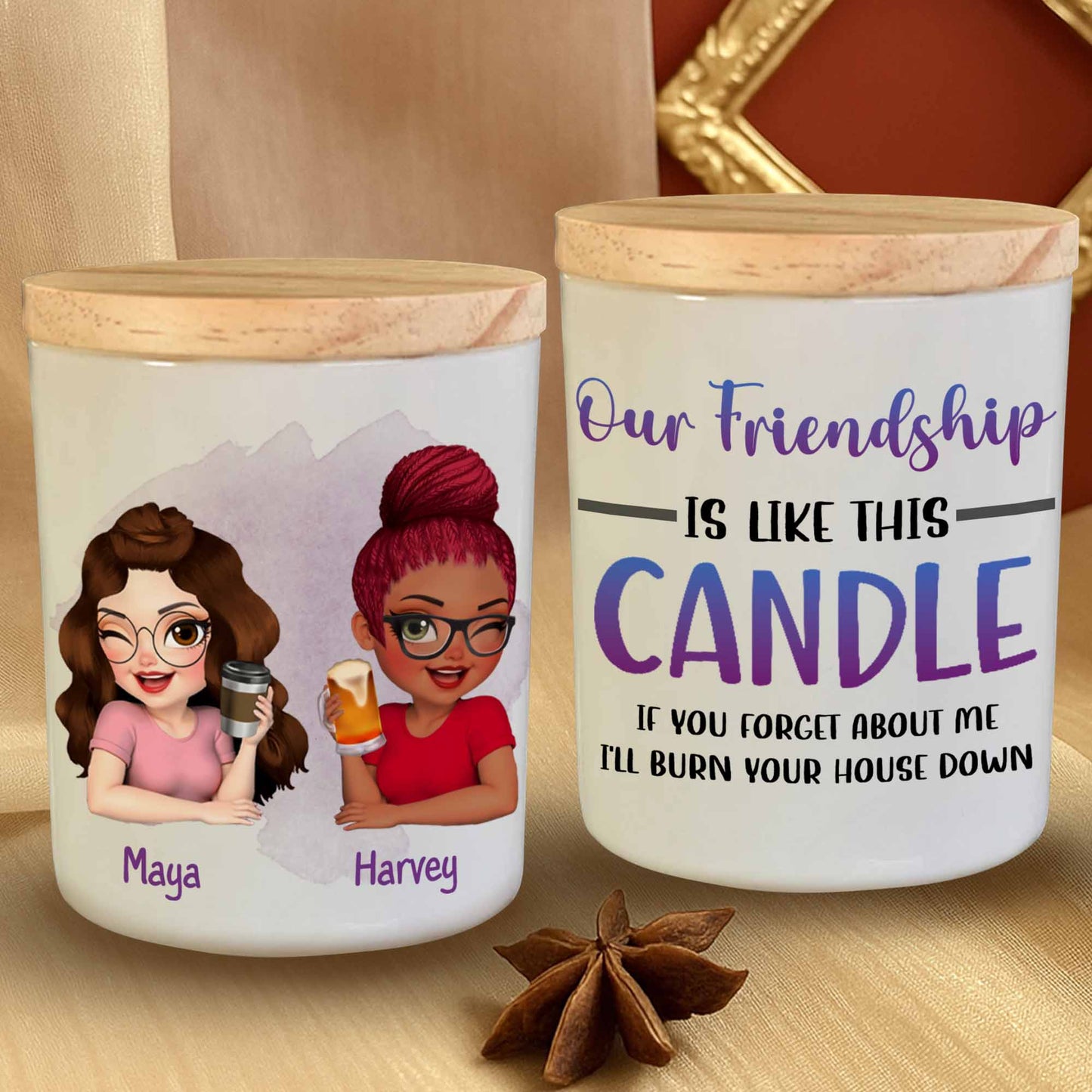 Our Friendship Is Like This Candle, Bright And Warm - Personalized Custom Glass Jar With LED - BST025_LEJAR