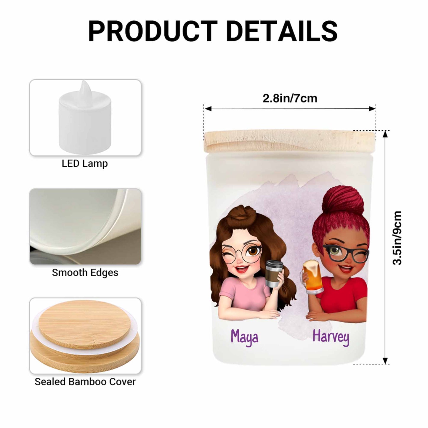 Our Friendship Is Like This Candle, Bright And Warm - Personalized Custom Glass Jar With LED - BST025_LEJAR