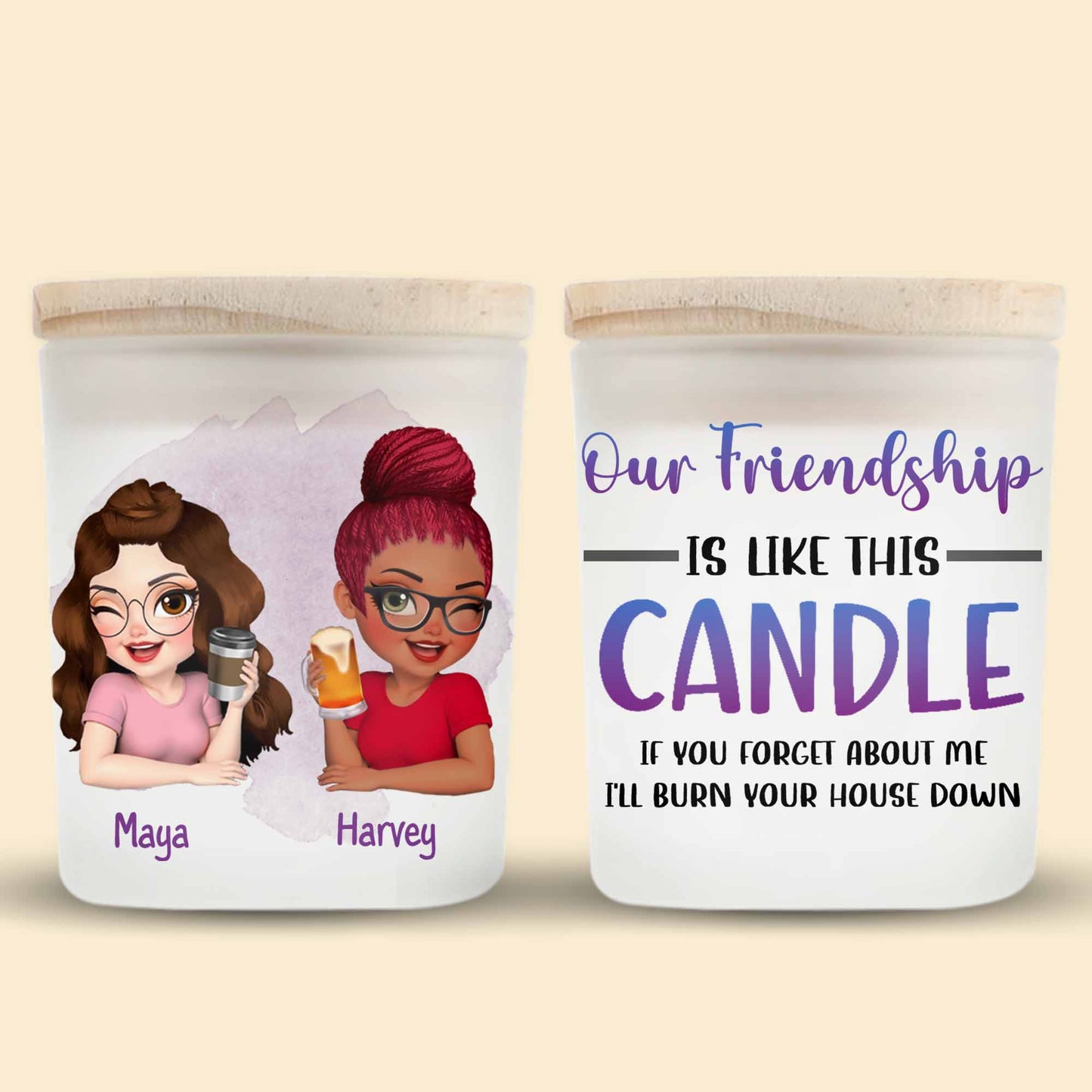 Our Friendship Is Like This Candle, Bright And Warm - Personalized Custom Glass Jar With LED - BST025_LEJAR